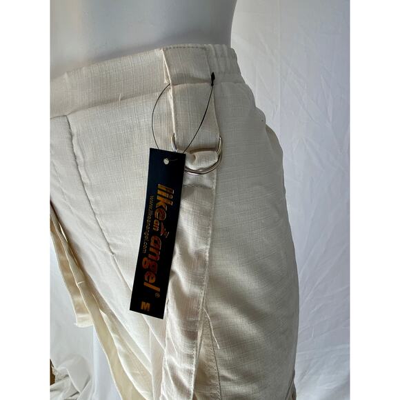Like an Angel Pants Size M Ivory Strap Details Flex Waist Pockets - Picture 6 of 10